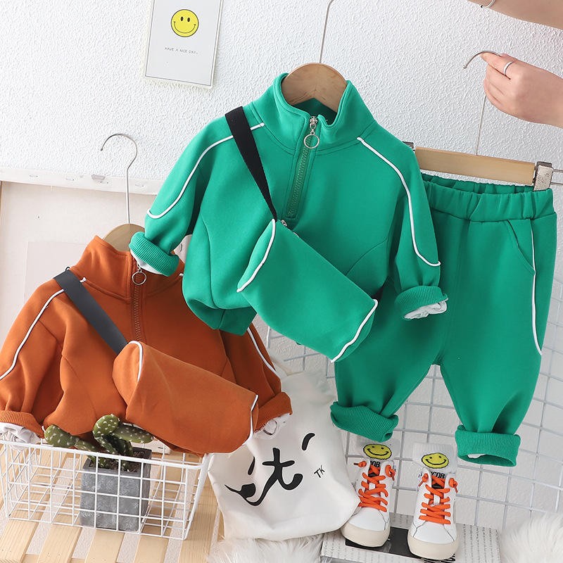 Children's Casual Two-Piece Tracksuit Long Sleeved Cotton Baby Clothes Boys Girls Spring Autumn Toddler Age Wholesale
